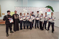 Настоятель храма Спаса на водах протоиерей Андрей Амелин и матушка София Амелина приняли участие в "Диктанте Победы" 